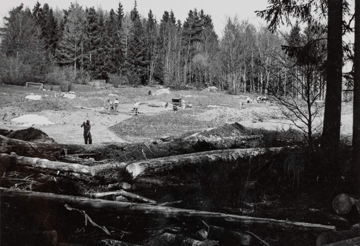 Baustelle für  die «Schulungslaufbahn»am Lärchenplatz  1946
